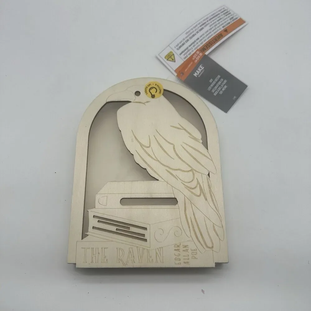 Make Market Halloween DIY Wood Decor Edgar Allan Poe The Raven LED Light Up